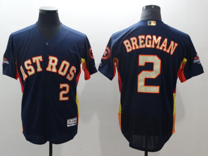 Men Houston Astros #2 Bregman Blue Elite Champion Edition MLB Jerseys